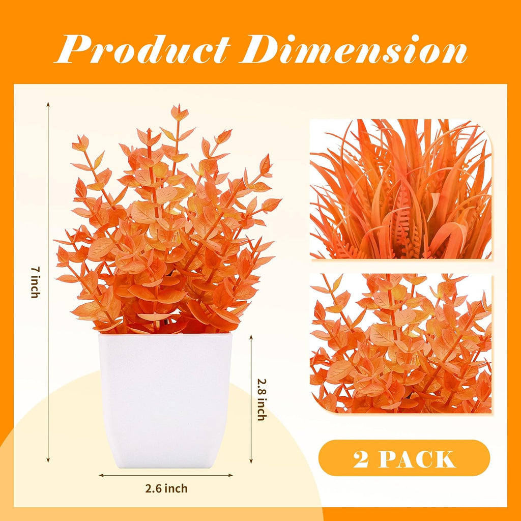 Der Rose 2 Pack Fake Plants Orange Mini Plants for Fall Home Decor