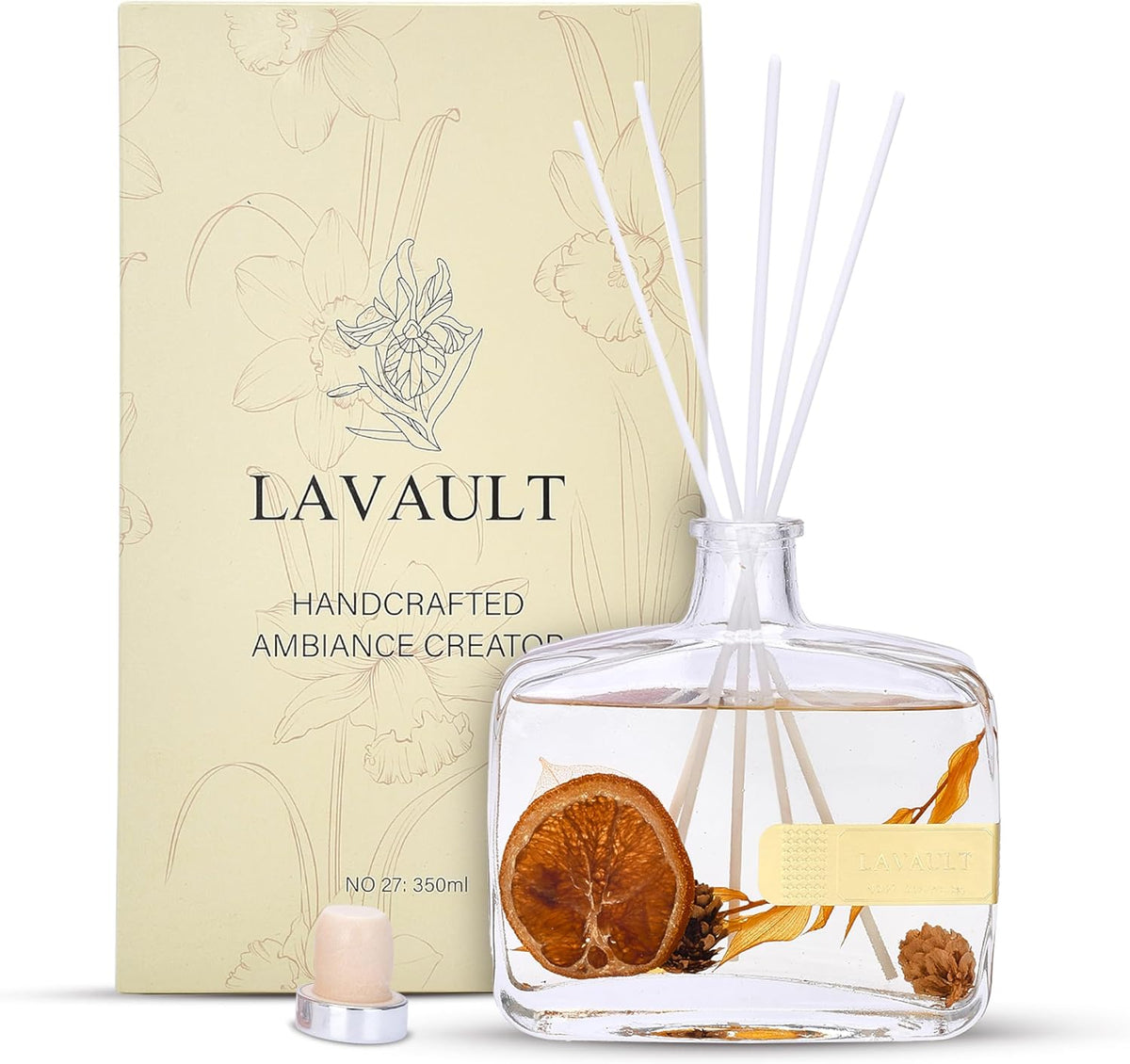 Lavault Reed Diffuser Set for Home, Office, Bedroom & Bathroom - Essential Oil Home Fragrance with Reed Sticks - Cozy Holidays Scented