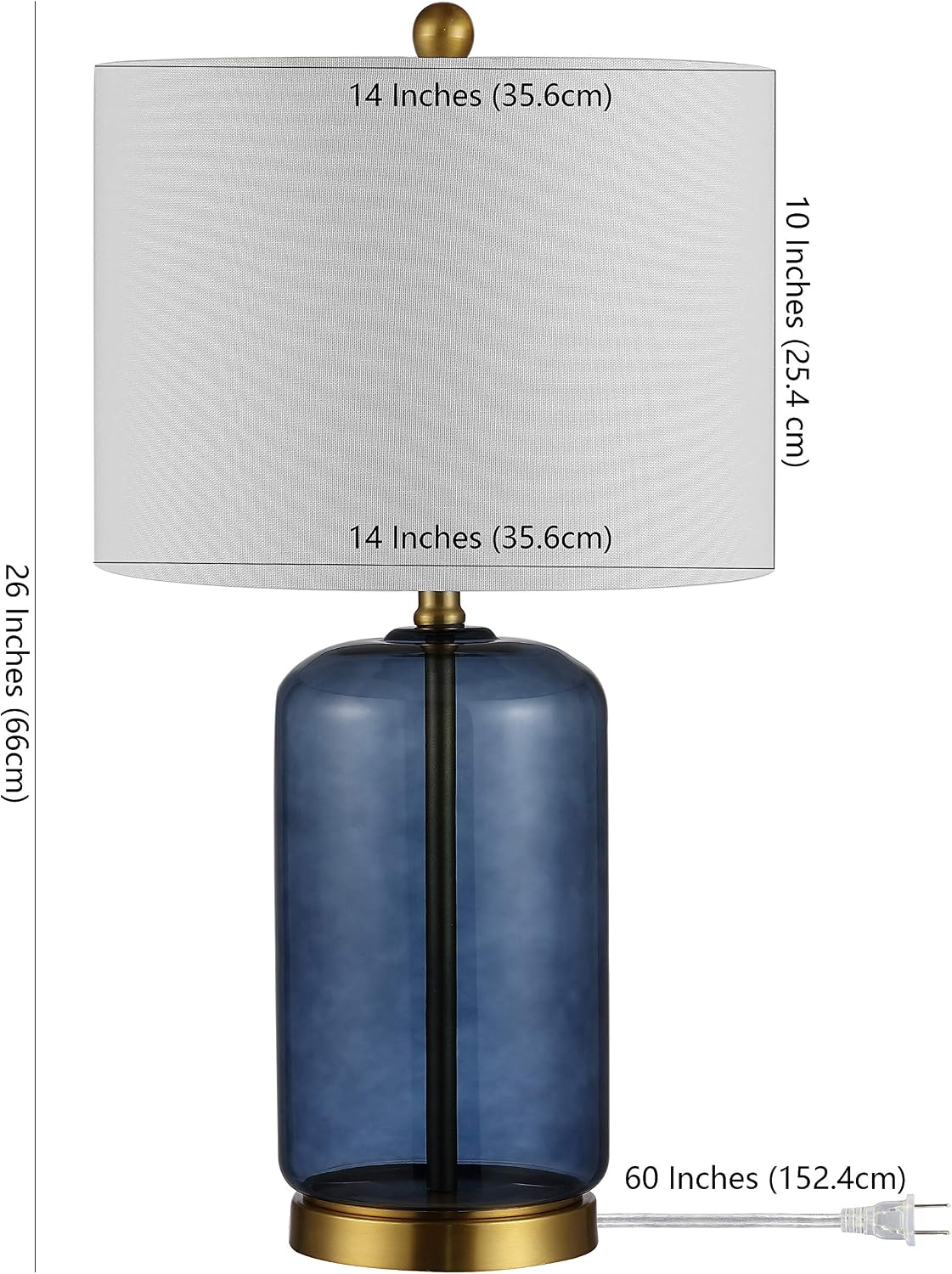 SAFAVIEH Lighting Novah Table Lamp, 26″ Glass Blue TBL4283B