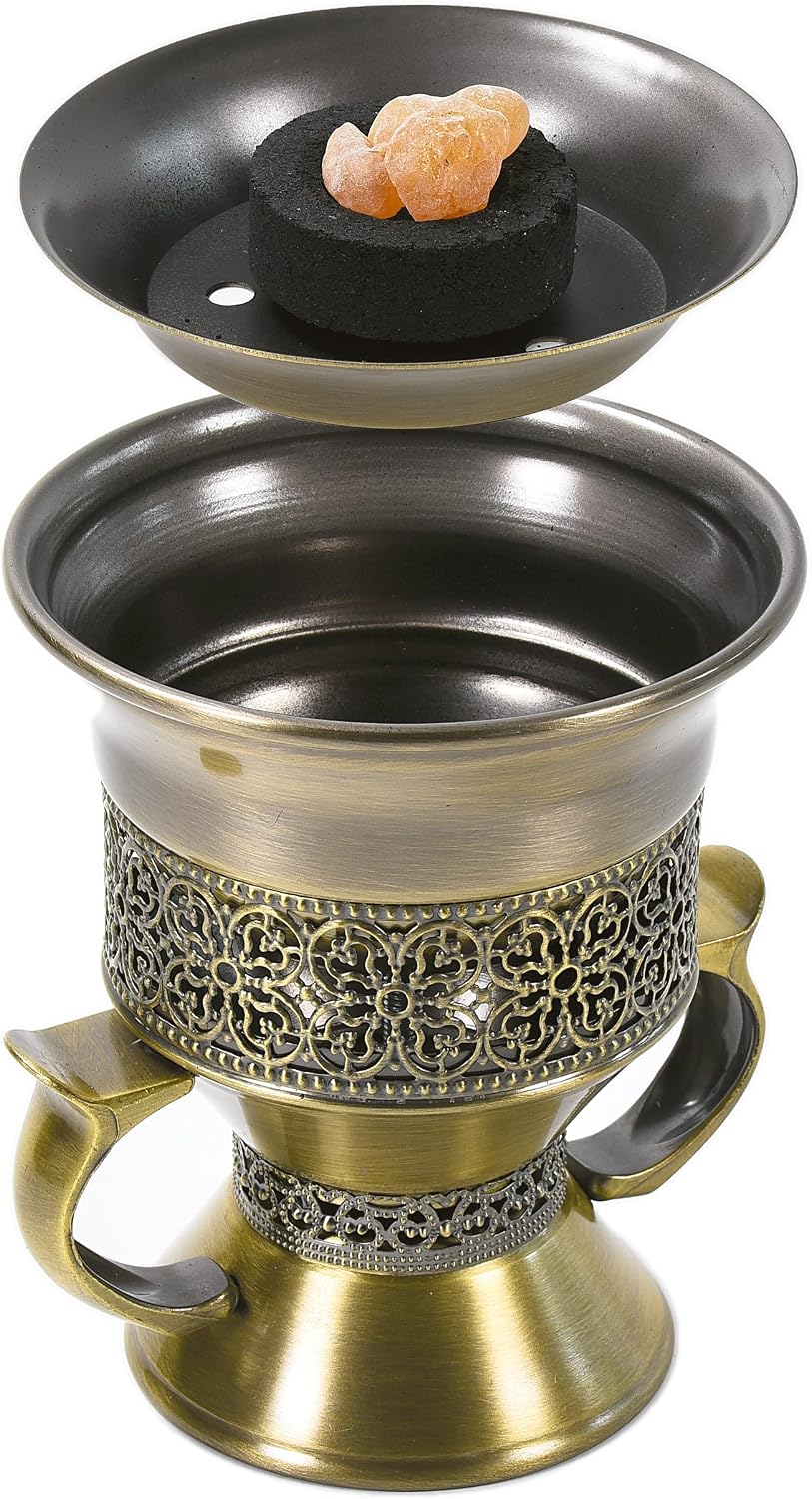 Frankincense Resin Incense Burner, Incense Censer, Bakhoor Burner, Charcoal Incense Burner, Incense Burner with Handle Tongs for Yoga, Spa Aromatherapy