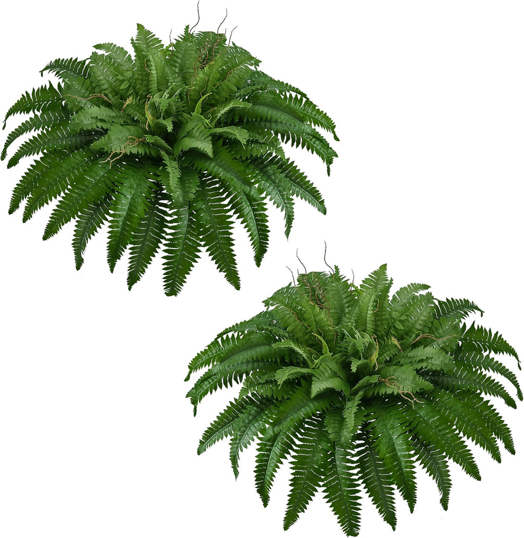 42In Artificial Boston Ferns Bush, Set of 2 Large Faux Ferns Plants, 79 Branches Fake Ferns for Home Living Room Decor, Indoor and Outdoor.