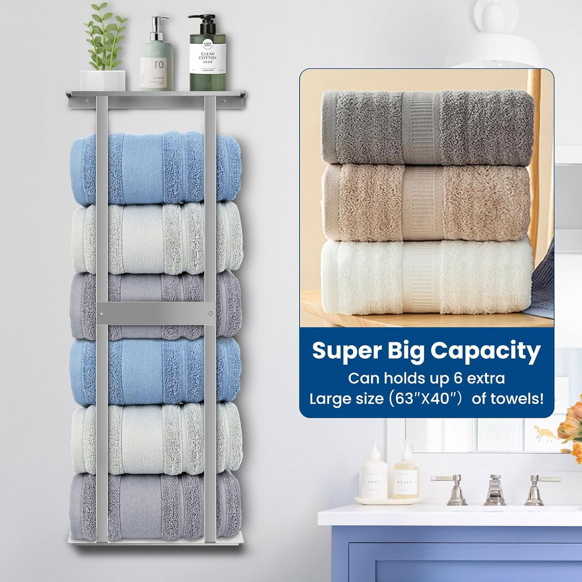 Bathroom Towel Storage Rack, Wall Mounted Bathroom Towel Rack
