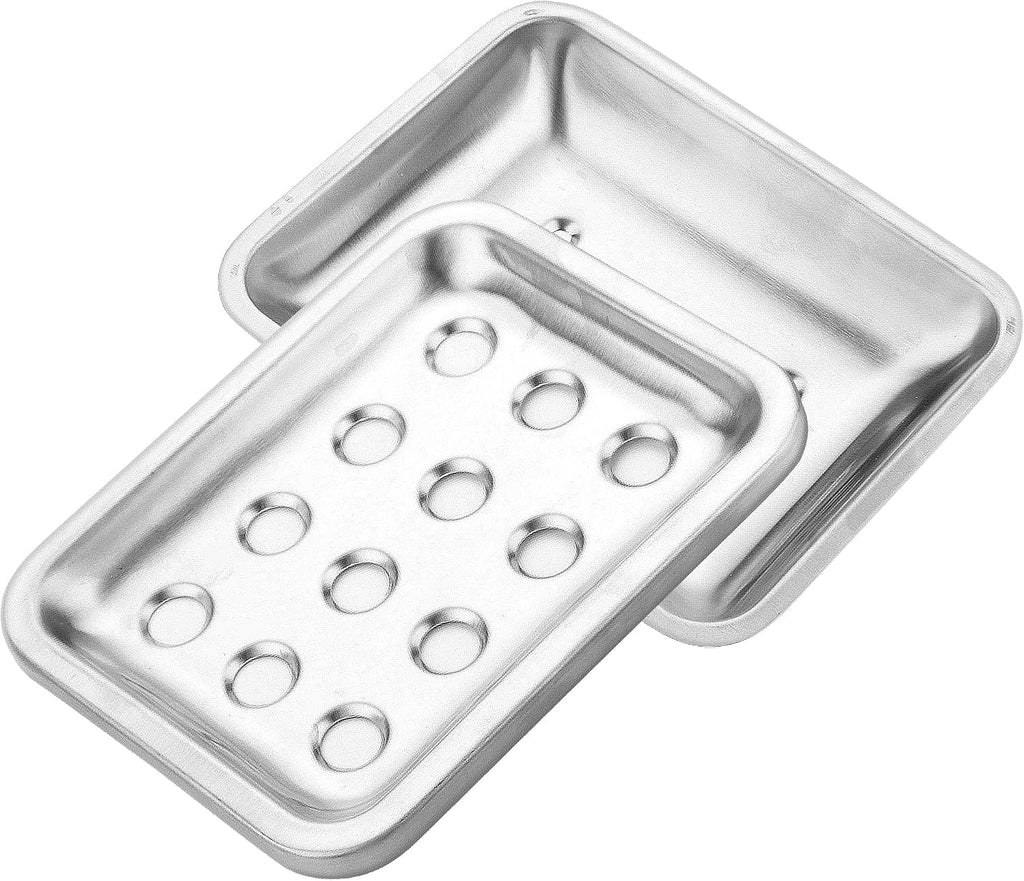 Stainless Steel Soap Dishes Chrome Soap Dish for Bathroom Double Layer Draining, Silver SoapDish Tray with Drainage for Bathroom Bathtub Kitchen Sink (Rectangular)
