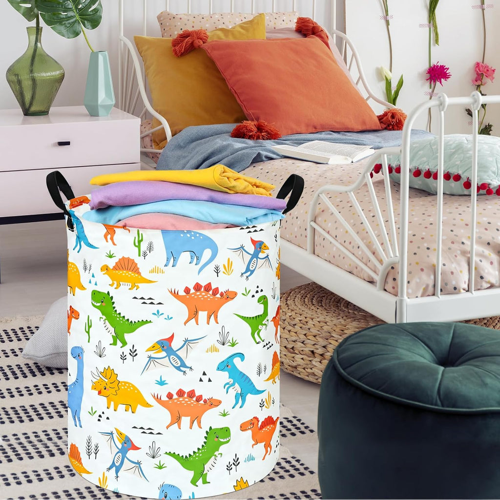 Colorful Dinosaur Laundry Basket,Dragon Nursery Hamper,Toy Basket for Boys