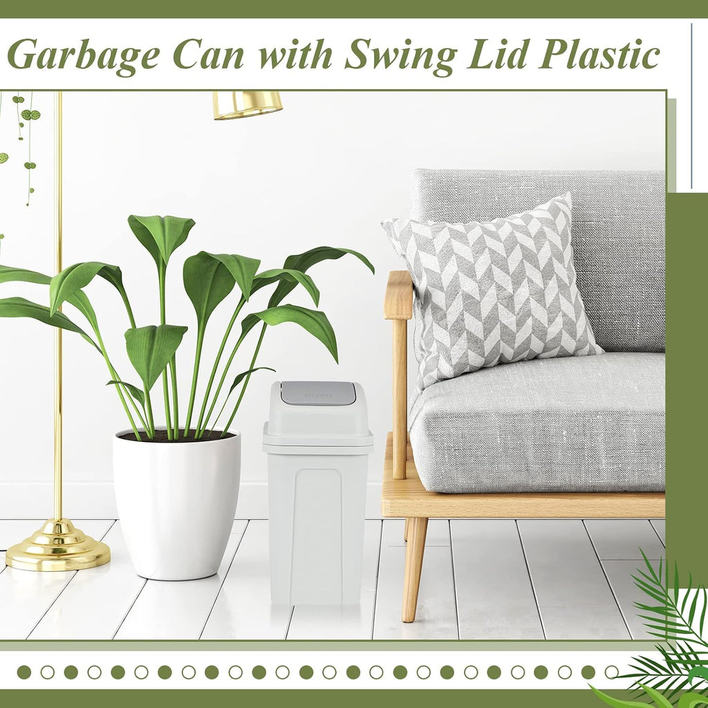 Sumind 2 Pcs 1.8 Gallon Small Trash Can with Swing Lid, Green and Beige
