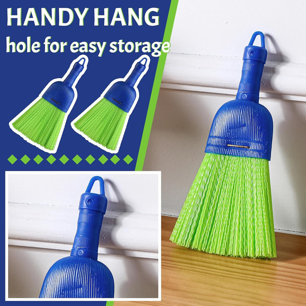 Domensi 2 Pcs Whisk Broom Poly Fiber Hand Brush with Hang Hole Car Cleaning