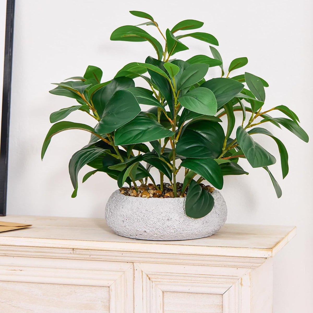 13" Realistic Fake Potted Plant Desk Office Bathroom Kitchen Shelf Decor