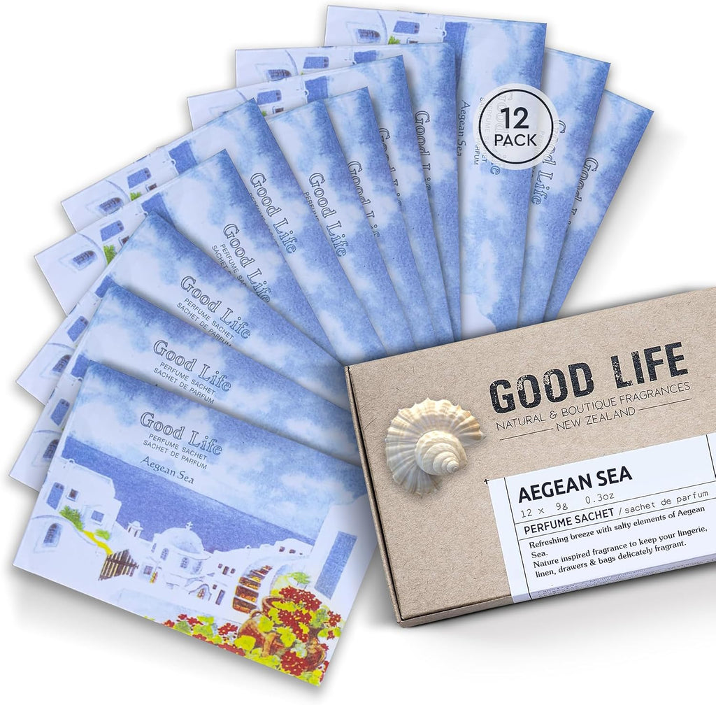 Good Life Aegean Sea Scented Sachets | Designed in New Zealand | 12 Sachets