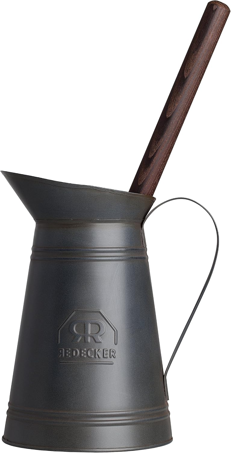 REDECKER Nylon Toilet Brush with Dark Coated Metal Holder, Oiled Thermowood Handle, Replaceable Head, Vintage Design, Made in Germany