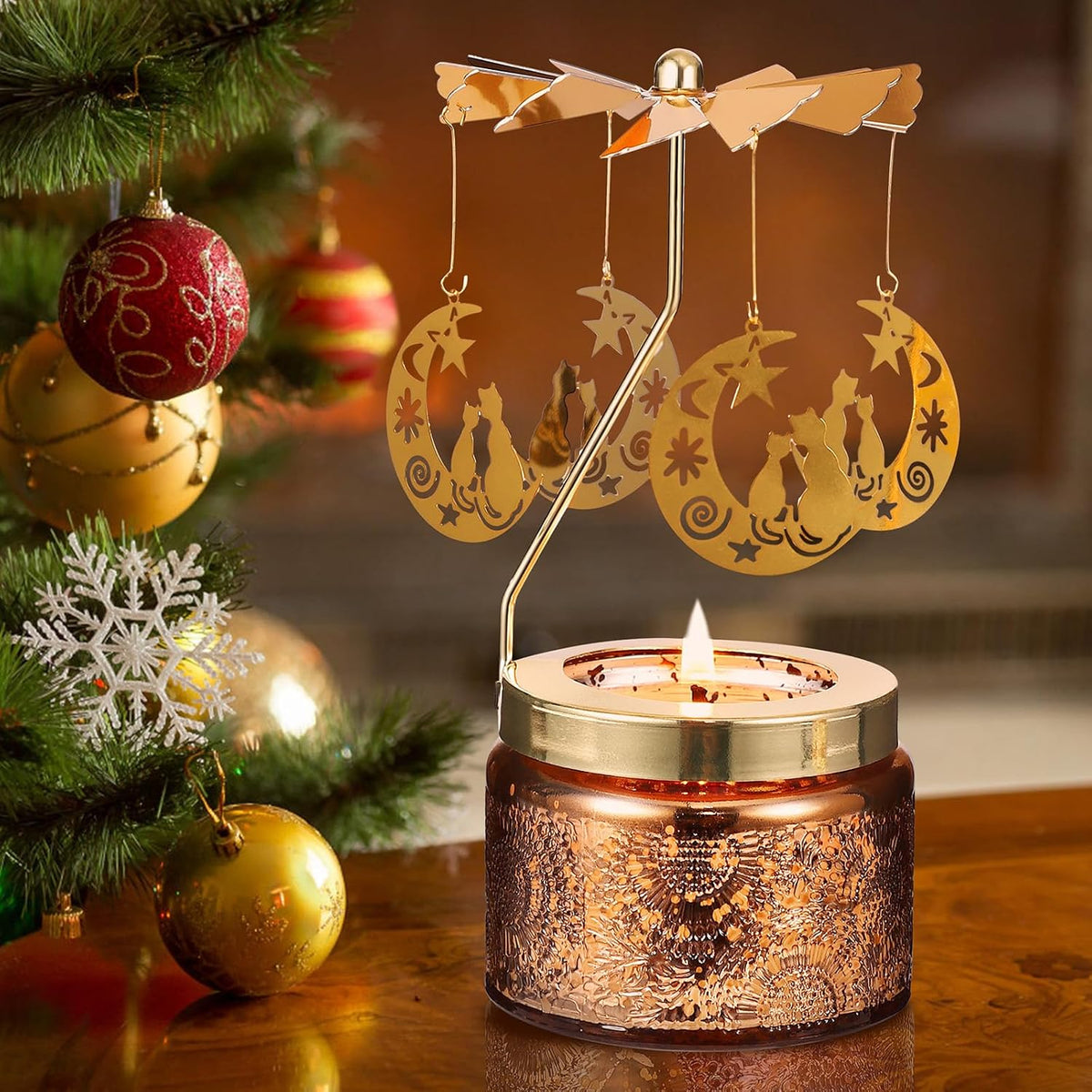 Cat Rotating Scented Candle, Gifts for Women Mom Daughter Sister Wife