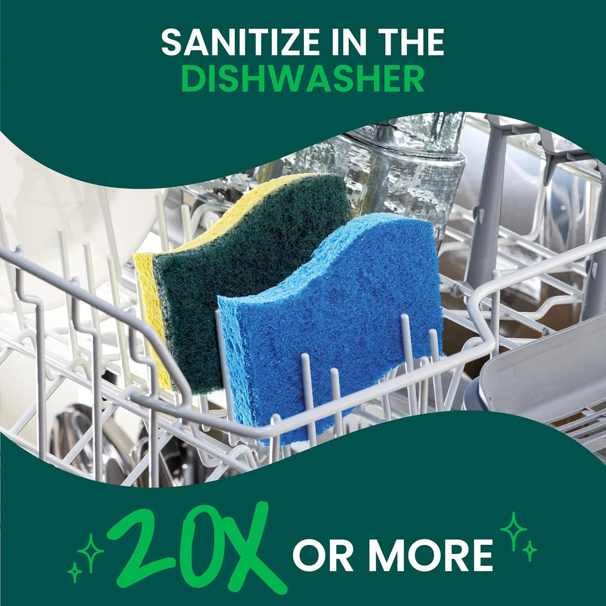 Scotch-Brite Zero Scratch Scrub Sponge, Kitchen Sponges for Cleaning Around the Home,Bathroom&More,Effective + Gentle Dish Scrubber,Best for Nonstick Pots and Pans,Safe on Most Surfaces (Pack of 45)