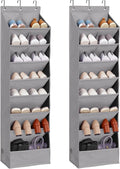 Over Door Organizer with 10 Extra Large Pockets, 23 Pairs Shoes Large Capacity Hanging Storage Organizer for Shoes, Diapers, Dark Grey, 8 Layers, 2-Pack