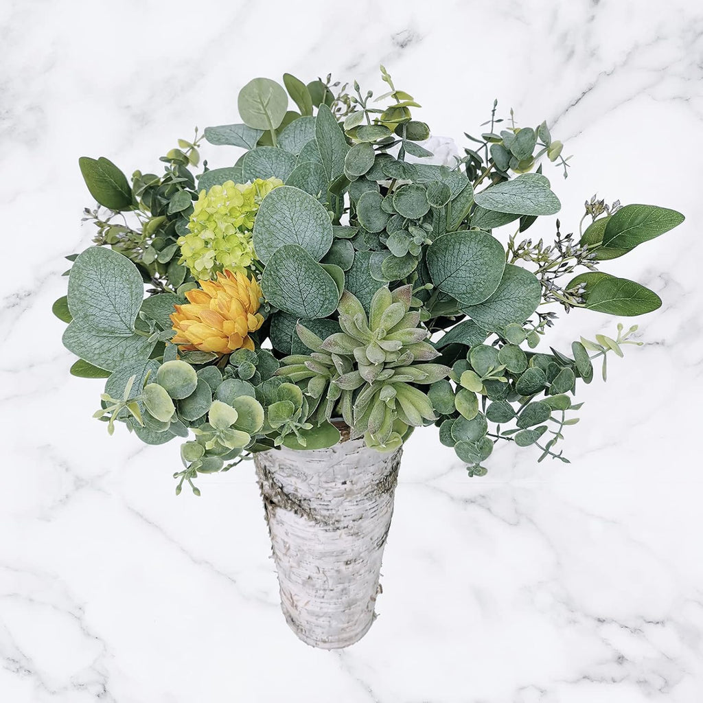 10 Pcs Mixed Eucalyptus Leaves Stems Bulk Artificial Silver Dollar Picks Faux Branches for Vase Bouquets Floral Arrangement Wreath Farmhouse Rustic Greenery Decor