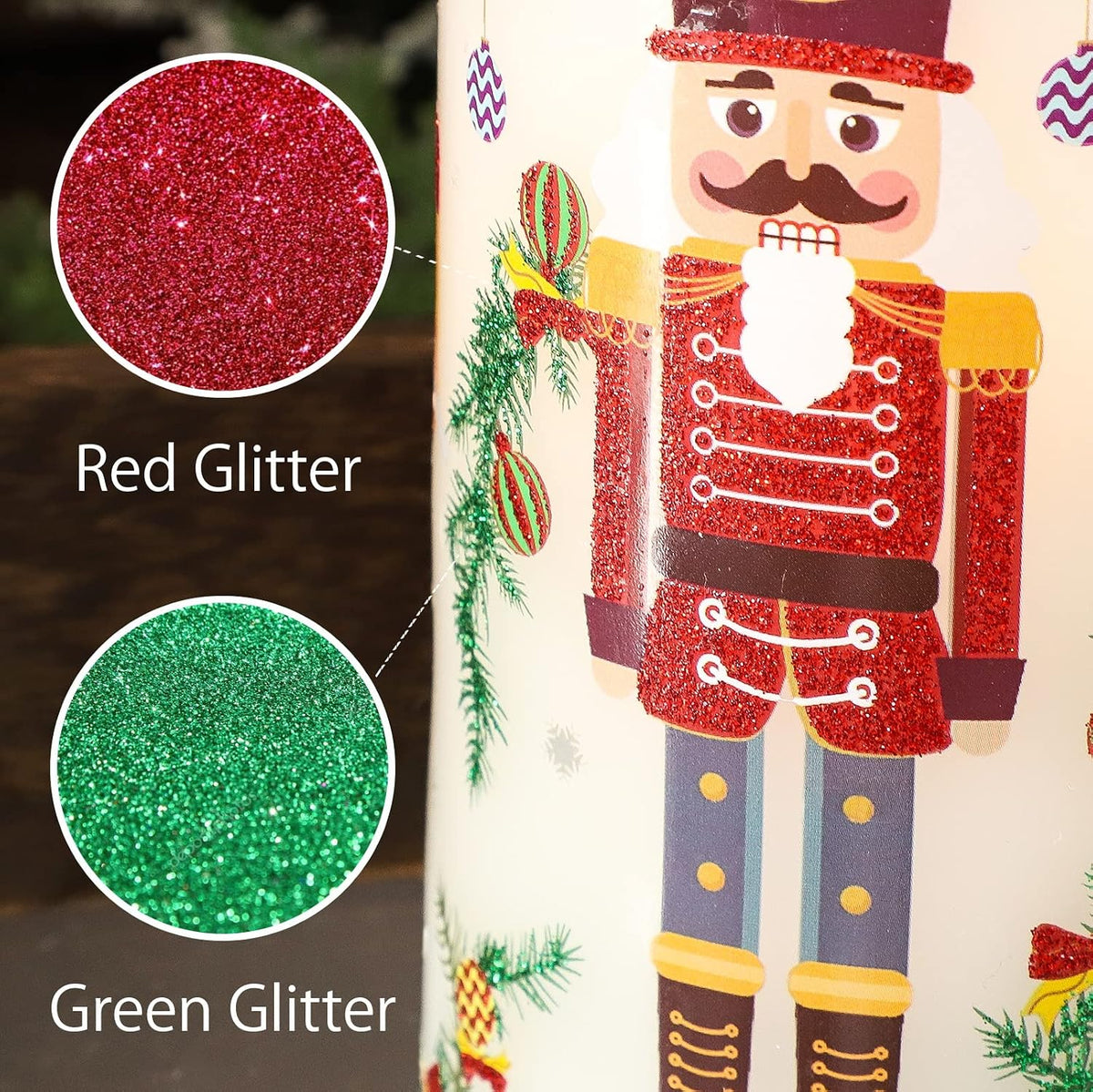 Flameless Christmas Candles Battery Operated, Realistic Flickering Flameless Candles with Timer & Remote, Holiday Led Pillar Candles for Holiday Decorations, Nutcracker