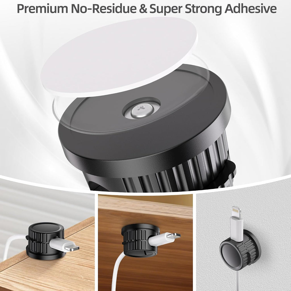 8 Pack Magnetic Cord Organizer, Bljcky 360 Rotatable Cord Clip Holder, Strong Adhesive, No-Residue, Cable Cord Management for Home/Car/Office/Desk/Nightstand
