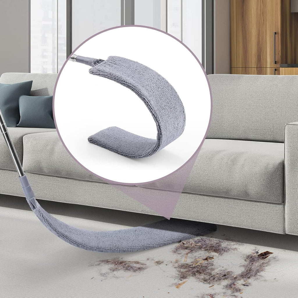 Retractable Gap Dust Cleaner, 3 Microfiber Cloths, 30-100 Inch Handle, Gray