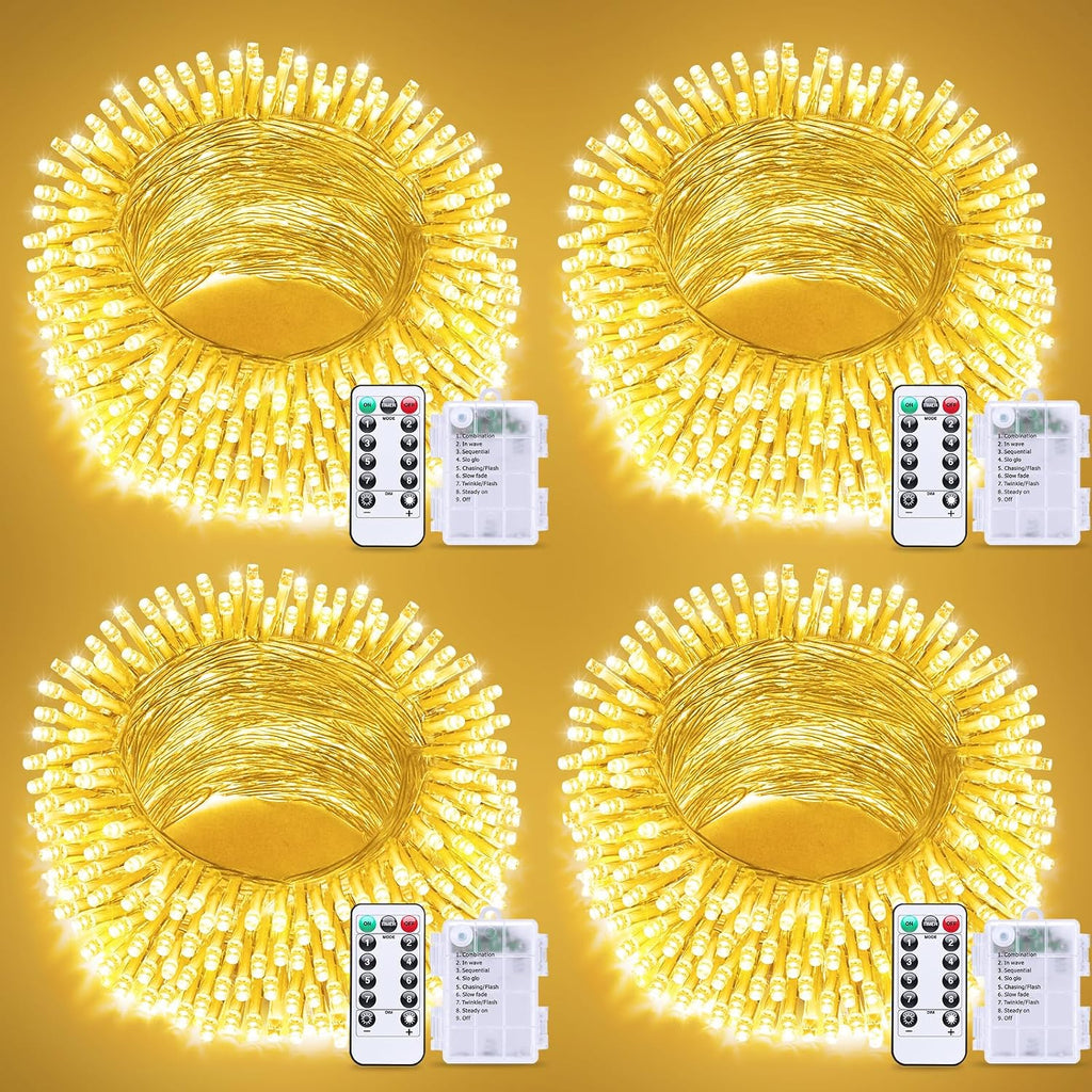 JMEXSUSS 4Pack Christmas String Lights Battery Operated with Remote Control