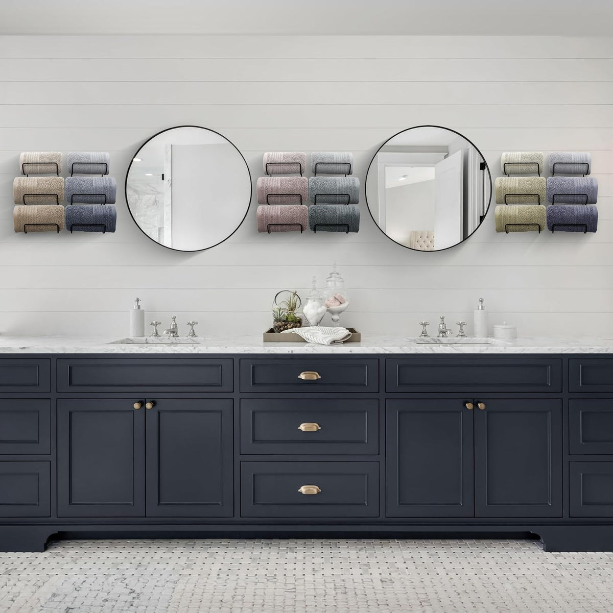 Sorbus Towel Racks for Bathroom, Wall Mounted (4 Pack 12 Towels, Black)