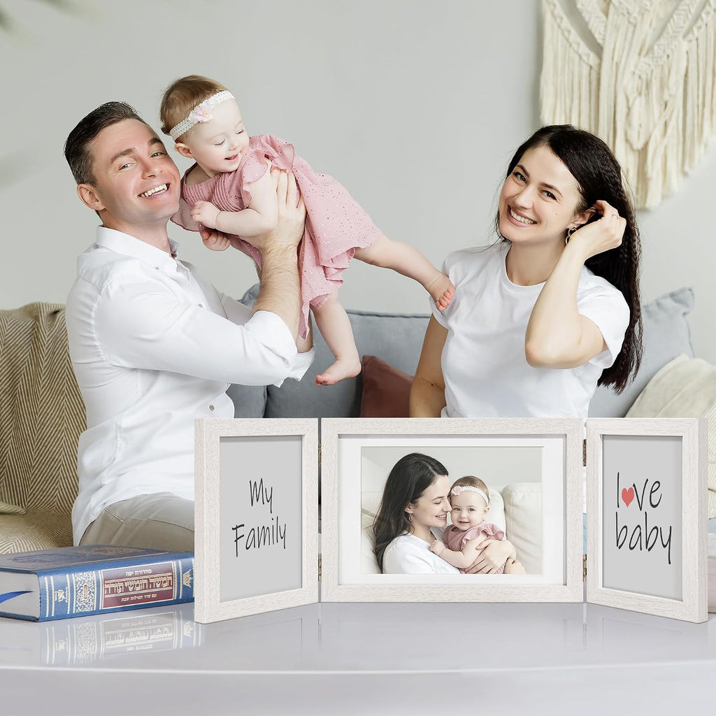 Afuly 3 Picture Frame 4x6 White 5x7 Collage Triple Photo Frames for Desk