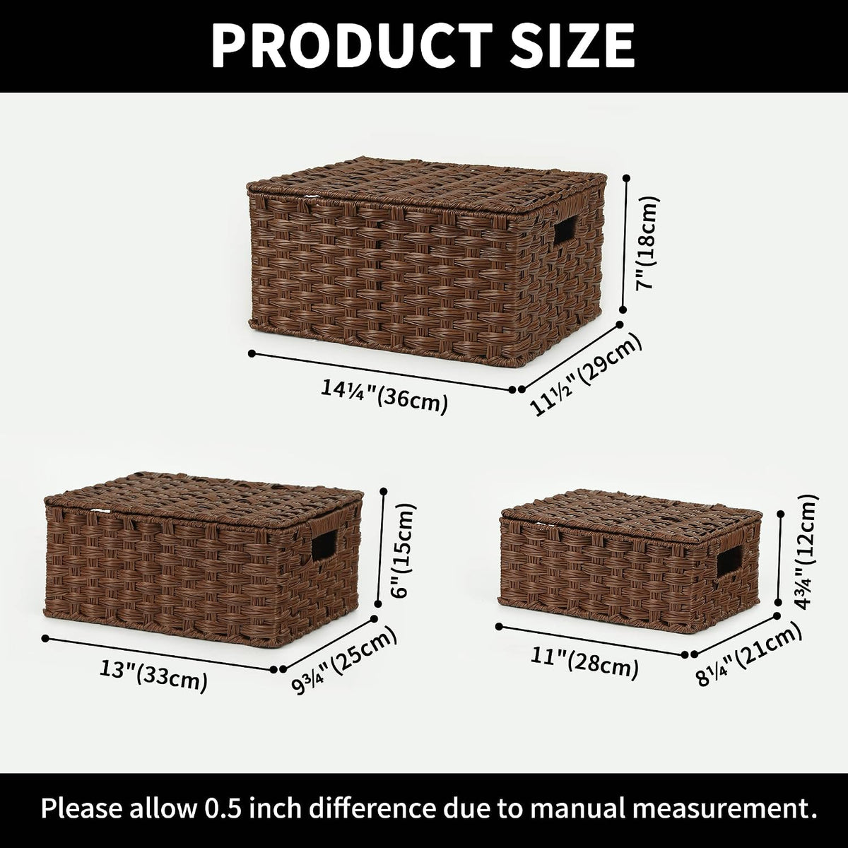GRANNY SAYS Wicker Baskets with Lids, Decorative Storage Boxes with Lids