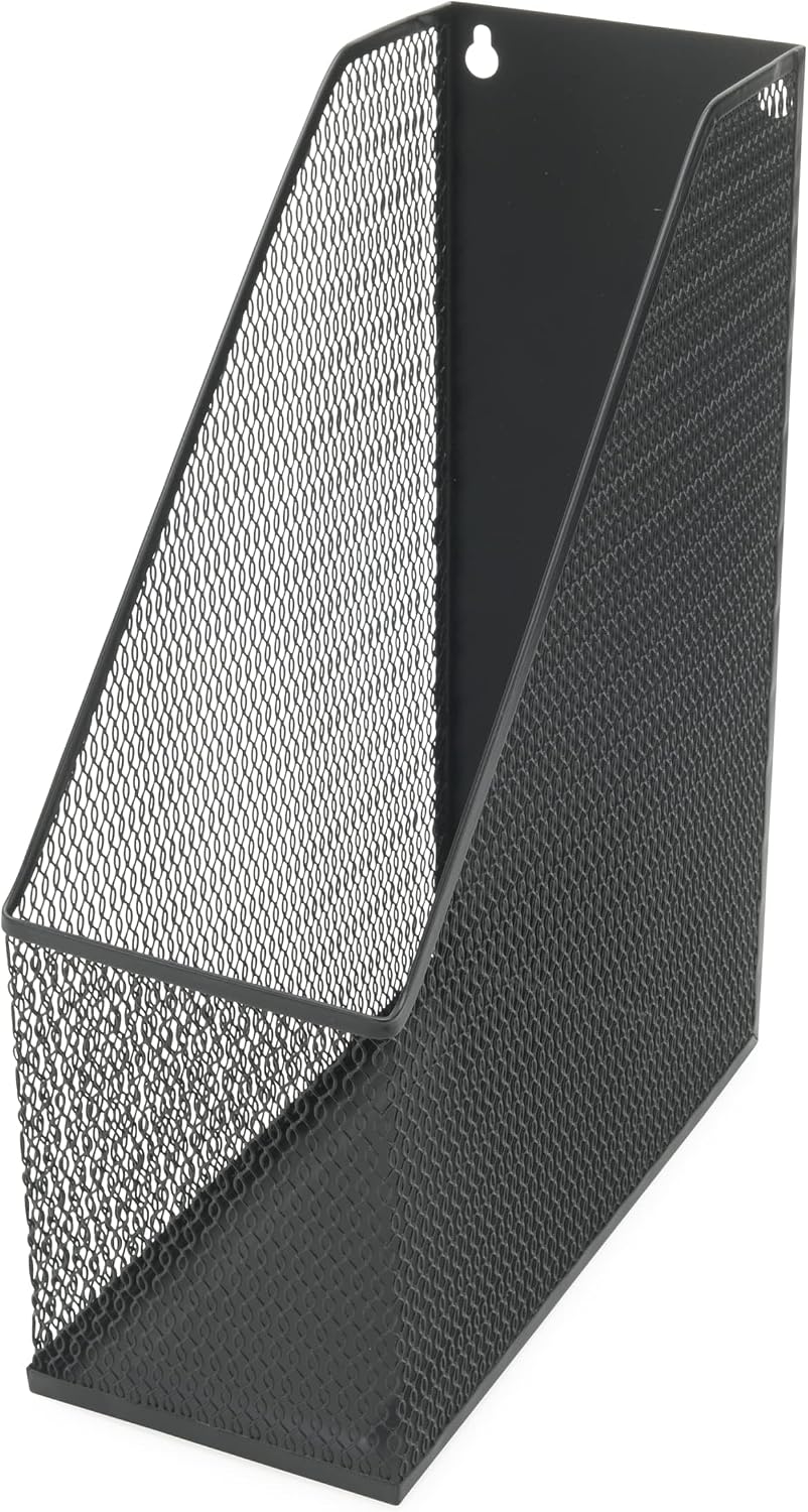 YBM HOME Mesh Steel Deluxe Magazine Rack, Extra Wide Magazine File Holder (1, Black)