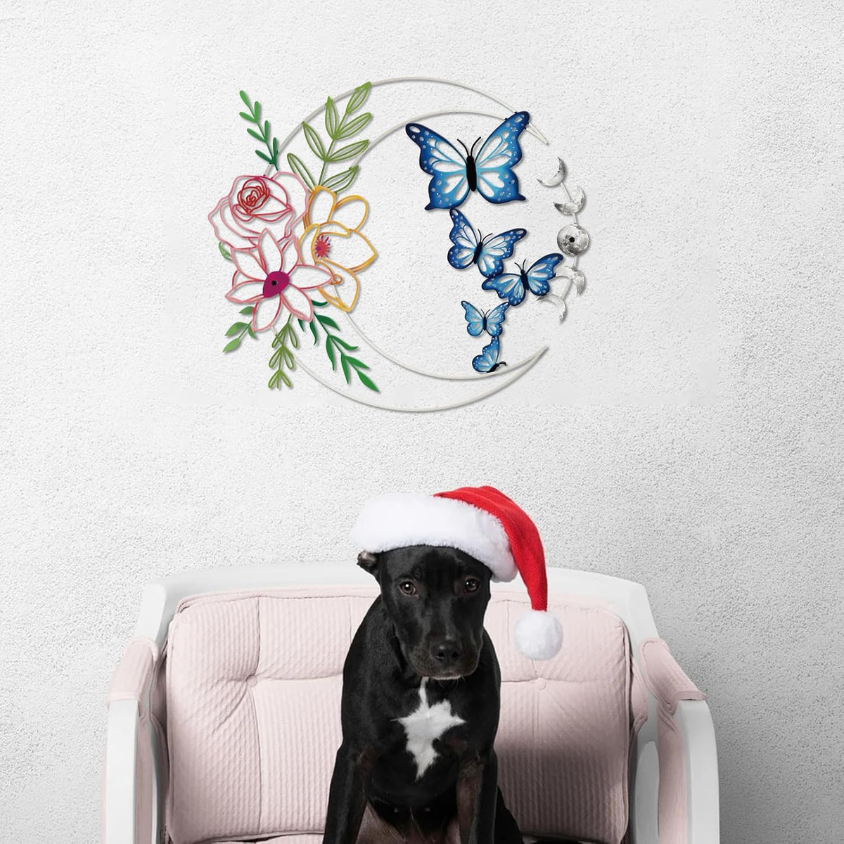 ruelen Metal Butterfly Wall Art Colorful Floral Moon Wall Decor Home Decor