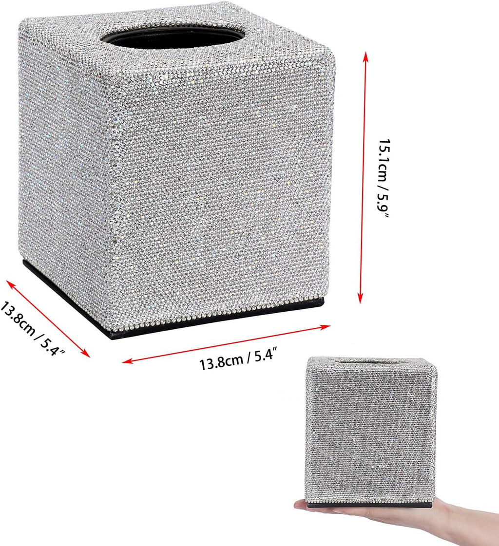 Sumnacon Tissue Box Cover Bling Square Tissue Box Holder，Magnetic Bottom