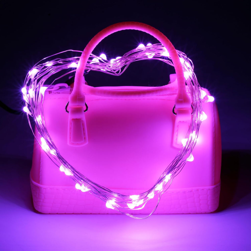 Karlling USB Plug in Fairy Lights,50 LED 16Ft Starry String Lights, USB Powered Romantic Lights for Valentine's Day, Bedroom, Wedding, Party(2Pack,Pink)