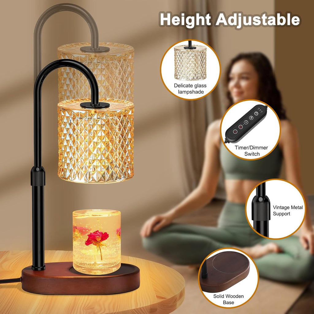 ZENLEA Candle Warmer Lamp with Timer, Wax Melt Warmer with Timer and Dimmer, Adjustable Height Lamp Candle Warmer for Jar Candles, House Warming Gift for Women & Mom, Ideal Christmas Gift
