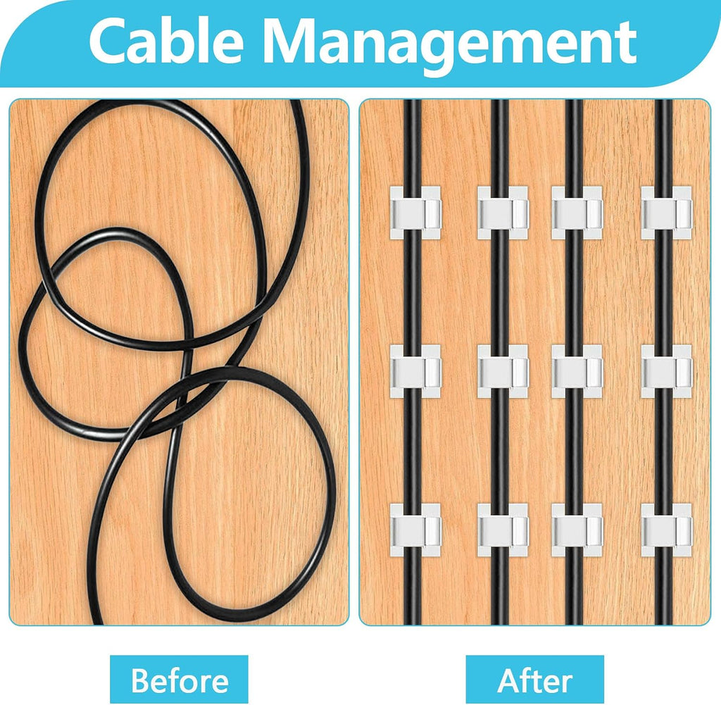 100PCS Cable Clips, Abnii Adhesive Wire Clips Cord Organizer, White, Small