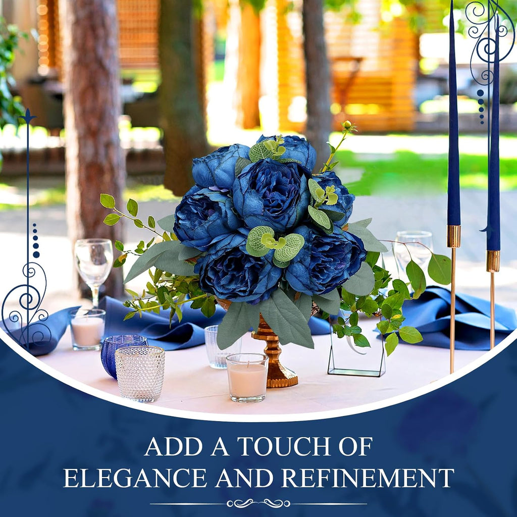 50Pcs Peonies Artificial Flowers Bulk, 4’’ Navy Blue