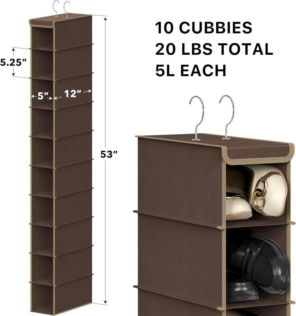 Simple Houseware 10 Shelves Closet Hanging Shoe Organizer, Brown