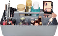 New Plastic Portable Makeup Organizer Caddy Tote Divided Basket Bin with Handle, for Bathroom Storage - Holds Blush Makeup Brushes, Made In USA (Orion Gray)