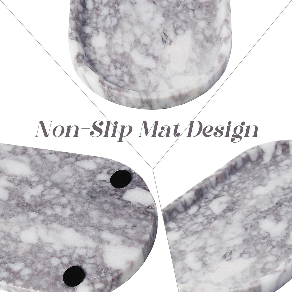 Koville Real Luxurious Natural Marble Vanity Tray, 10"x5" Calacatta Viola Marble Catchall Tray for Bathroom, Stone Perfume Trays Jewelry Dish for Dresser, Genuine Stone Storage Tray for Home Decor
