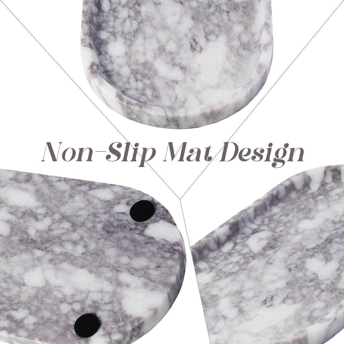Koville Real Luxurious Natural Marble Vanity Tray, 10"x5" Calacatta Viola Marble Catchall Tray for Bathroom, Stone Perfume Trays Jewelry Dish for Dresser, Genuine Stone Storage Tray for Home Decor