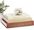 JARLINK Aesthetic Decorative Books, Set of 3 Linen Faux Book Boxes, Brown