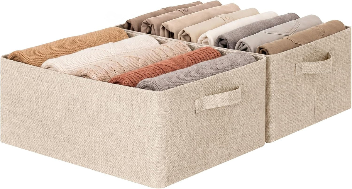 GRANNY SAYS Storage Basket for Shelves, Storage Bins, Khaki, 2-Pack