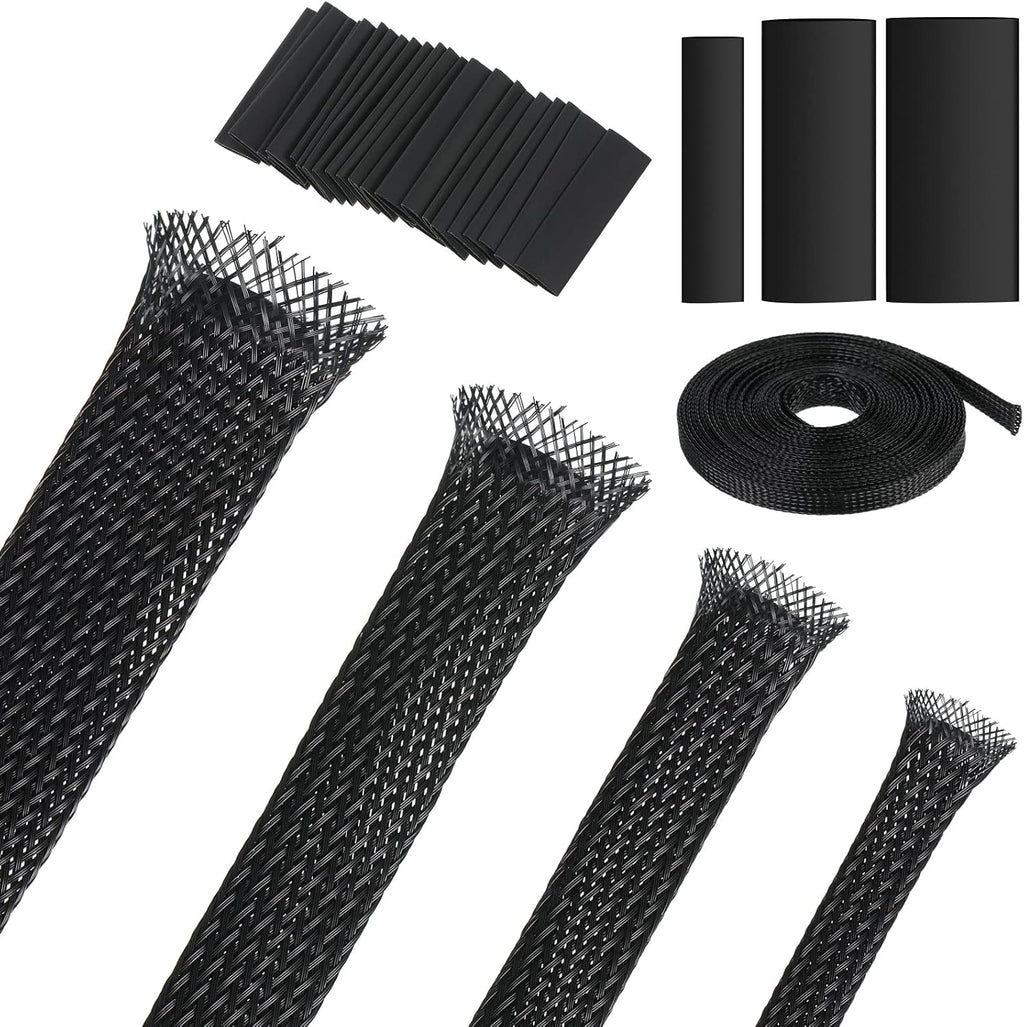 Tatuo 65.6ft Braided Cable Sleeve Expandable Wire Sheathing(Black)