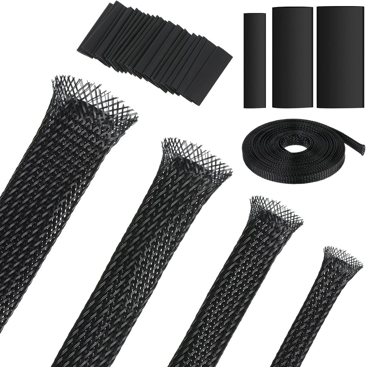 Tatuo 65.6ft Braided Cable Sleeve Expandable Wire Sheathing(Black)