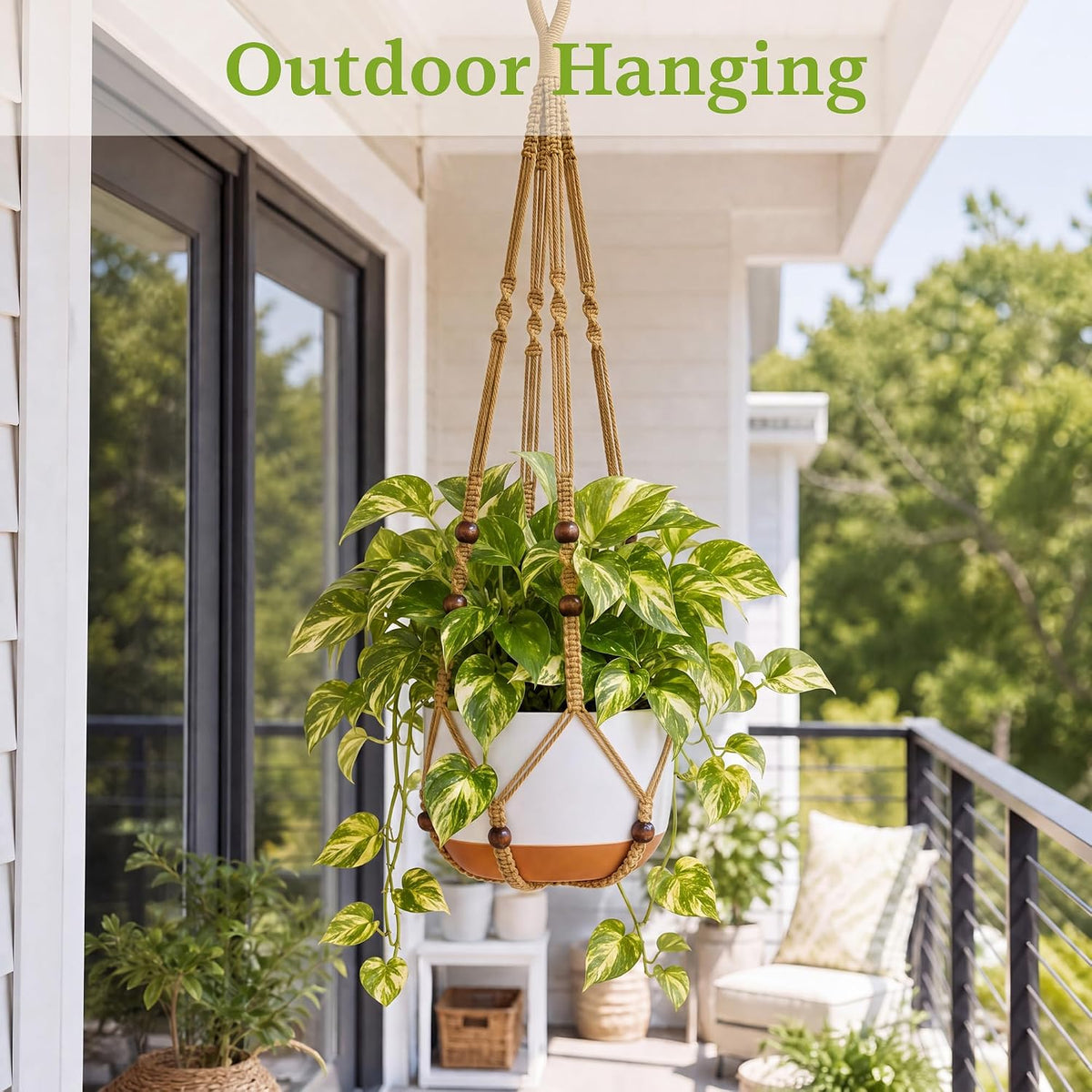 Macrame Plant Hanger - Fits 4-13 Inch Pots, Brown
