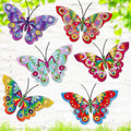 YOADEHOA 6Pcs Metal Butterfly Wall Decor, 3D Colorful Outdoor Fence Wall Art Decor, Hanging Wall Art Decoration for Garden Yard Living Room Bedroom Patio Balcon(Butterfly A)