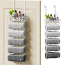 SWTYMIKI Hanging Towel Racks for Bathroom - 6 Tier Over The Door & Wall Mounted Bath Rolled Towel Storage Organizer Holder for Small Bathroom, RV, Camper, White (Patented)