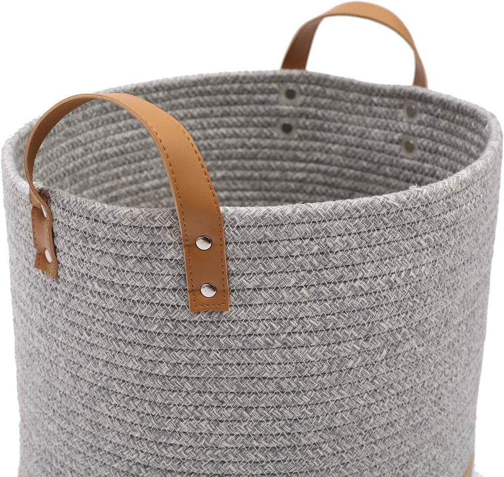Cotton dog toy basket storage, puppy toy basket, puppy bins, laundry basket blanket storage bin - Perfect for organizing pet toys, blankets, leashes, pee mats and diapers - Graykhaki