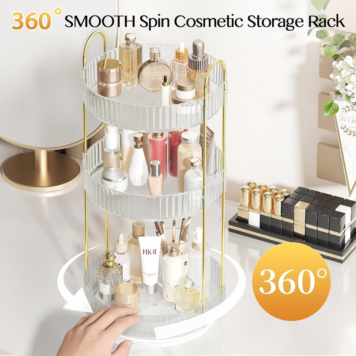 Rotating Rotating Makeup Organizer Countertop, Skincare Organizers