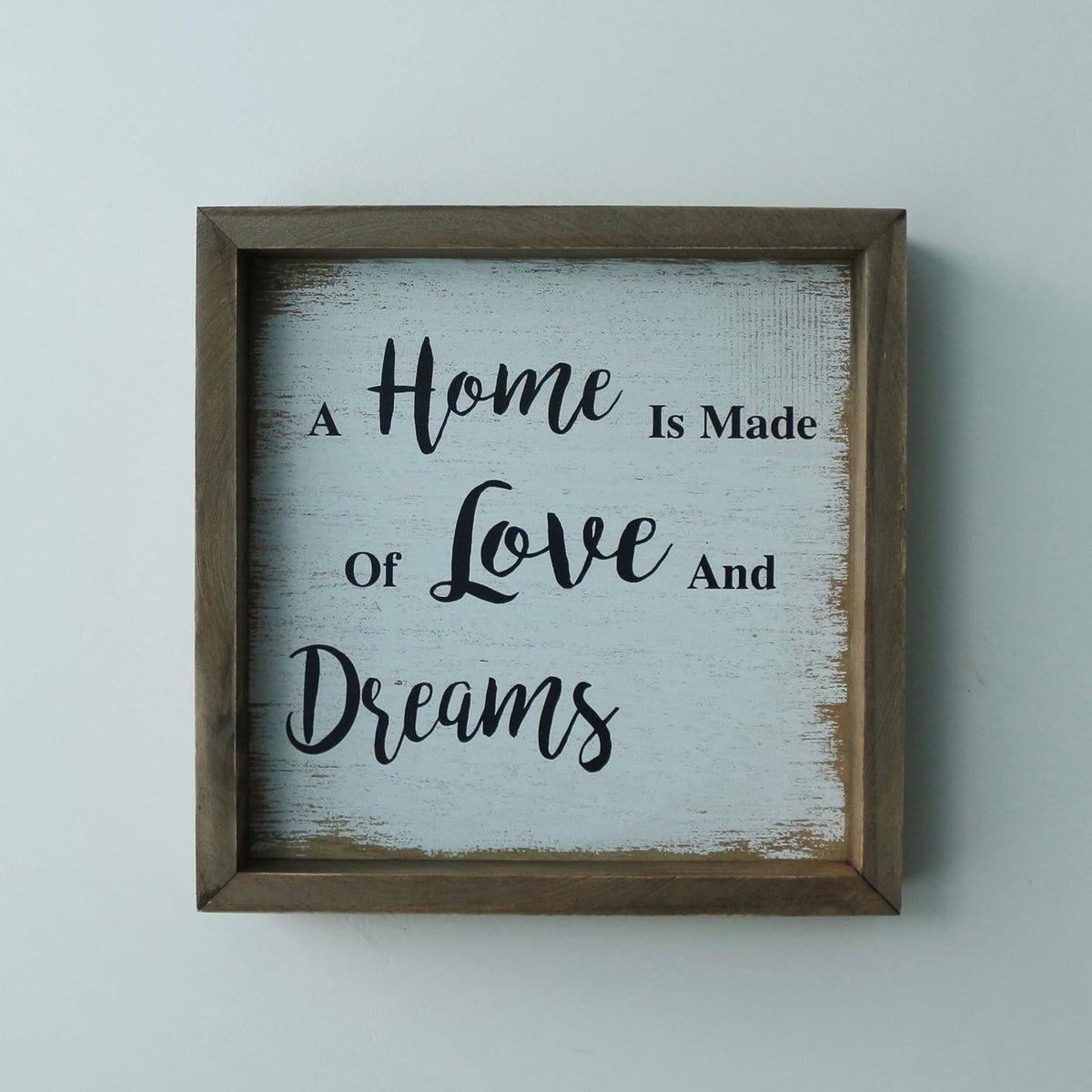 CVHOMEDECO. Vintage Distressed A Home is Made of Love and Dreams Shadow Box Frame Wall Mounted Hanging Decor Art, 9-3/4 x 9-3/4 Inch