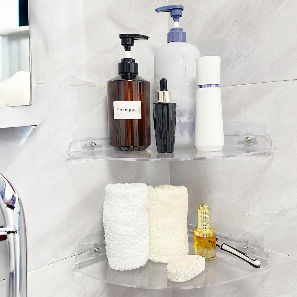 Adhesive Acrylic Corner Shower Caddy 2 Pcs