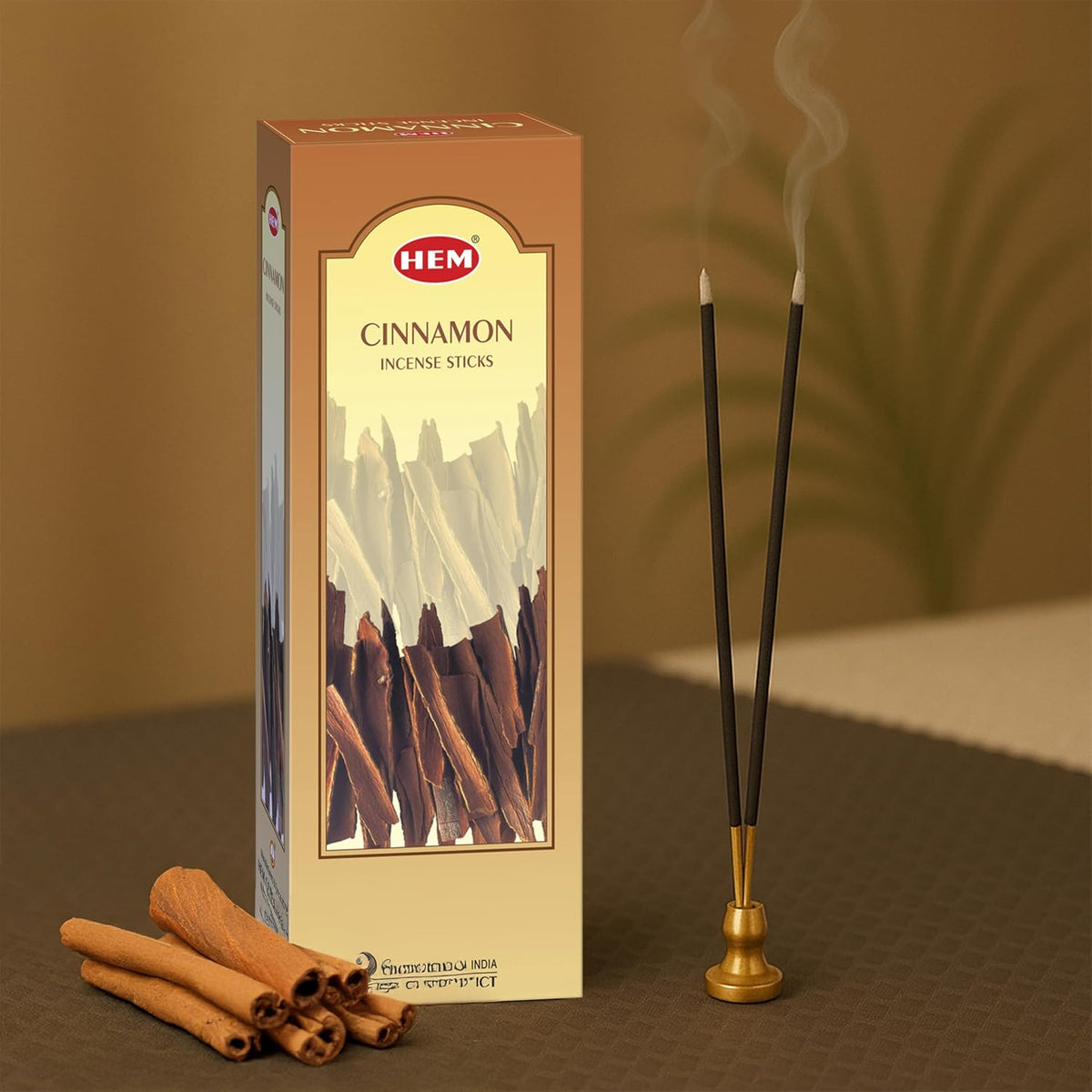 Hem Cinnamon Incense Sticks – Pack of 6 Hexa Boxes (120 Sticks Total) – Warm & Spicy Long-Lasting Aroma for Meditation, Relaxation & Home Fragrance