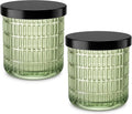Green Thick Glass Bathroom Qtip Holder, 2 Pack
