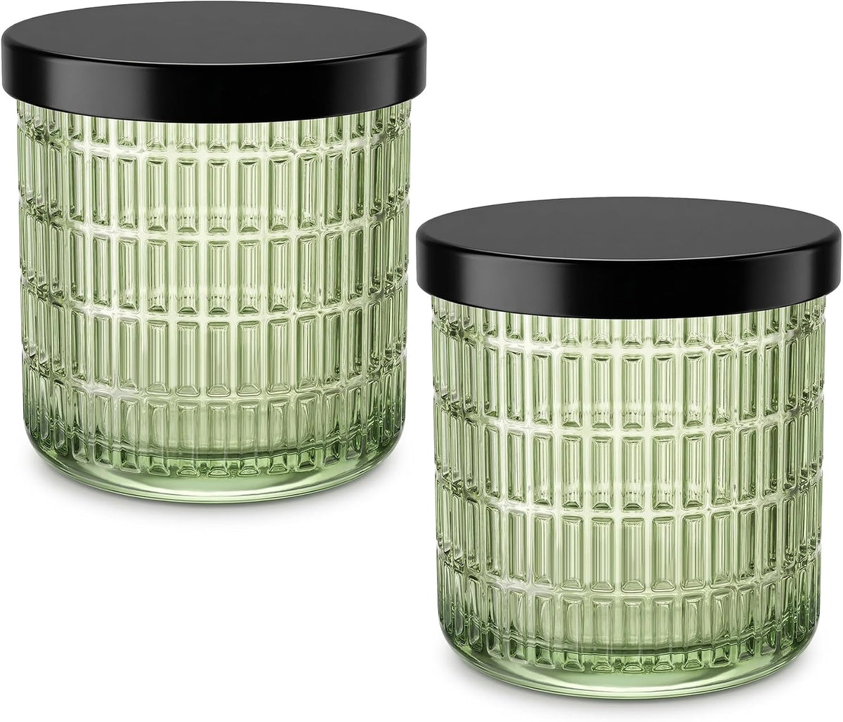 Green Thick Glass Bathroom Qtip Holder, 2 Pack