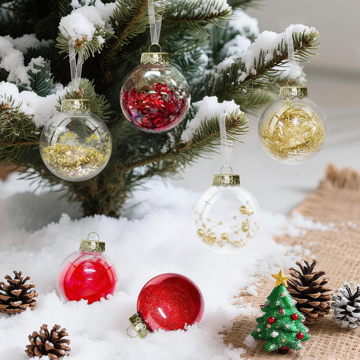 32 Piece Christmas Ball Ornaments Set, Clear Unbreakable Tree Decor